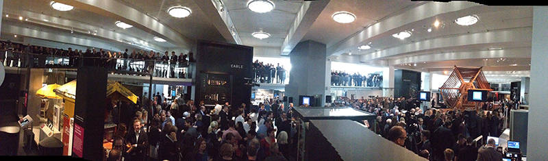 panorama of opening night in the science museum